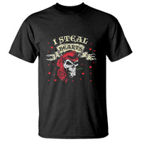 Funny Valentine's Day Pirate T Shirt I Steal Hearts Rose