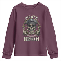 Funny Let The Pirate Shenanigans Begin Youth Sweatshirt Vintage Captain Crossbones Freebooter - Wonder Print Shop