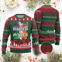 Irish American Ugly Christmas Sweater American Raised Irish Roots St Patrick's Day - Wonder Print Shop