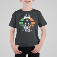 Funny St Patrick's Day Mothman T Shirt For Kid Lurky Vibes Shamrock Retro Ireland Flag