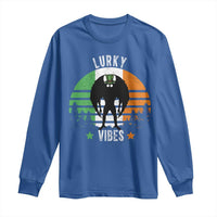 Funny St Patrick's Day Mothman Long Sleeve Shirt Lurky Vibes Shamrock Retro Ireland Flag