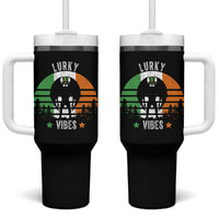Funny St Patrick's Day Mothman Tumbler With Handle Lurky Vibes Shamrock Retro Ireland Flag