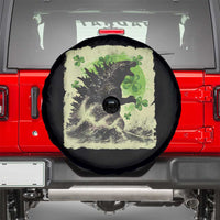 Funny St Patrick's Day Japanese Giant Monster Spare Tire Cover Vintage Shamrock Tsunami
