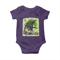 Funny St Patrick's Day Japanese Giant Monster Baby Onesie Vintage Shamrock Tsunami