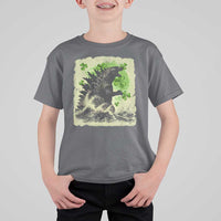 Funny St Patrick's Day Japanese Giant Monster T Shirt For Kid Vintage Shamrock Tsunami