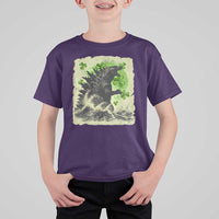 Funny St Patrick's Day Japanese Giant Monster T Shirt For Kid Vintage Shamrock Tsunami