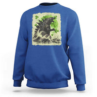 Funny St Patrick's Day Japanese Giant Monster Sweatshirt Vintage Shamrock Tsunami