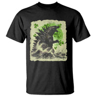 Funny St Patrick's Day Japanese Giant Monster T Shirt Vintage Shamrock Tsunami