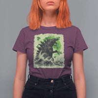 Funny St Patrick's Day Japanese Giant Monster T Shirt For Women Vintage Shamrock Tsunami