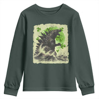 Funny St Patrick's Day Japanese Giant Monster Youth Sweatshirt Vintage Shamrock Tsunami