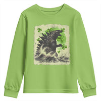 Funny St Patrick's Day Japanese Giant Monster Youth Sweatshirt Vintage Shamrock Tsunami
