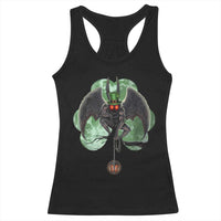 Funny St Patrick's Day Mothman Cryptid Creature Shamrock Racerback Tank Top