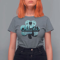 Funny Cryptid St Patrick's Day T Shirt For Women Bigfoot Mothman Aliens Shamrock