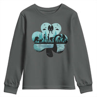 Funny Cryptid St Patrick's Day Youth Sweatshirt Bigfoot Mothman Aliens Shamrock