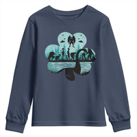 Funny Cryptid St Patrick's Day Youth Sweatshirt Bigfoot Mothman Aliens Shamrock