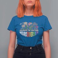 Celebrate The Spectrum Neurodiversity T Shirt For Women Flower Autism Awareness ASD ADHD