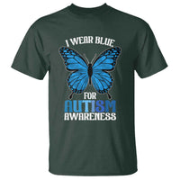 I Wear Blue For Autism Awareness T Shirt Blue Butterfly Puzzle Pieces