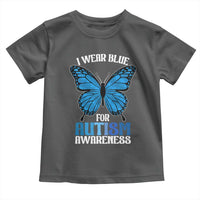 I Wear Blue For Autism Awareness Toddler T Shirt Blue Butterfly Puzzle Pieces