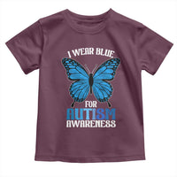 I Wear Blue For Autism Awareness Toddler T Shirt Blue Butterfly Puzzle Pieces