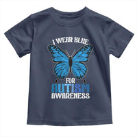 I Wear Blue For Autism Awareness Toddler T Shirt Blue Butterfly Puzzle Pieces