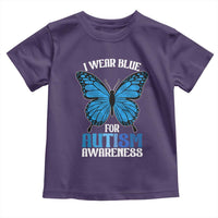 I Wear Blue For Autism Awareness Toddler T Shirt Blue Butterfly Puzzle Pieces
