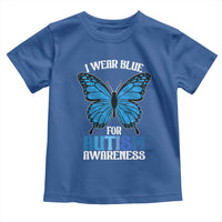 I Wear Blue For Autism Awareness Toddler T Shirt Blue Butterfly Puzzle Pieces