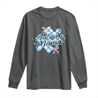 Autism Mama Coquette Puzzle Piece Pink Bow Long Sleeve Shirt