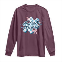Autism Mama Coquette Puzzle Piece Pink Bow Long Sleeve Shirt