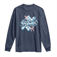 Autism Mama Coquette Puzzle Piece Pink Bow Long Sleeve Shirt