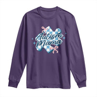 Autism Mama Coquette Puzzle Piece Pink Bow Long Sleeve Shirt