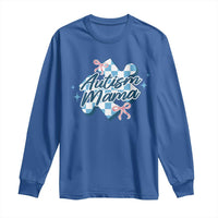 Autism Mama Coquette Puzzle Piece Pink Bow Long Sleeve Shirt