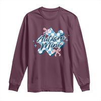 Autism Mini Coquette Puzzle Piece Pink Bow Long Sleeve Shirt