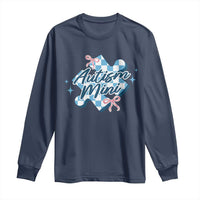 Autism Mini Coquette Puzzle Piece Pink Bow Long Sleeve Shirt