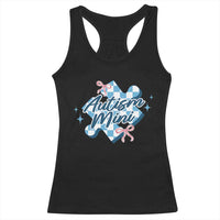 Autism Mini Coquette Puzzle Piece Pink Bow Racerback Tank Top