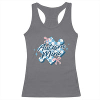 Autism Mini Coquette Puzzle Piece Pink Bow Racerback Tank Top