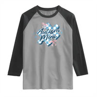 Autism Mini Coquette Puzzle Piece Pink Bow Raglan Shirt
