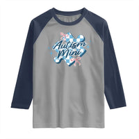 Autism Mini Coquette Puzzle Piece Pink Bow Raglan Shirt