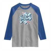 Autism Mini Coquette Puzzle Piece Pink Bow Raglan Shirt