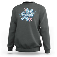 Autism Mini Coquette Puzzle Piece Pink Bow Sweatshirt
