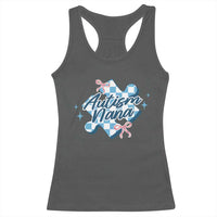 Autism Nana Coquette Puzzle Piece Pink Bow Racerback Tank Top
