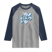 Autism Nana Coquette Puzzle Piece Pink Bow Raglan Shirt