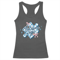 Autism Gigi Coquette Puzzle Piece Pink Bow Racerback Tank Top
