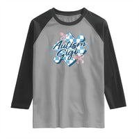Autism Gigi Coquette Puzzle Piece Pink Bow Raglan Shirt