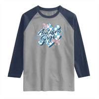 Autism Gigi Coquette Puzzle Piece Pink Bow Raglan Shirt