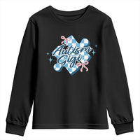 Autism Gigi Coquette Puzzle Piece Pink Bow Youth Sweatshirt