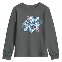 Autism Gigi Coquette Puzzle Piece Pink Bow Youth Sweatshirt