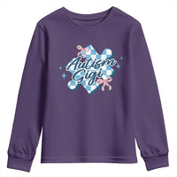 Autism Gigi Coquette Puzzle Piece Pink Bow Youth Sweatshirt