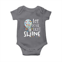 Autism Awareness Baby Onesie Let Your Light Shine Puzzle Ribbon Inspirational Quote