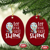 Autism Awareness Ceramic Ornament Let Your Light Shine Puzzle Ribbon Inspirational Quote