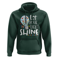 Autism Awareness Hoodie Let Your Light Shine Puzzle Ribbon Inspirational Quote